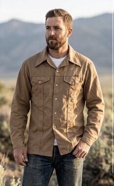 Maverick - Long Sleeve Western Button Up Brown Shirt - Size Large Long